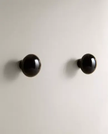 ZARA HOME БЛЕСТЯЩАЯ МЕБЕЛЬНАЯ РУЧКА ИЗ КЕРАМИКИ (НАБОР ИЗ 2 ШТ.), ЧЕРНЫЙ