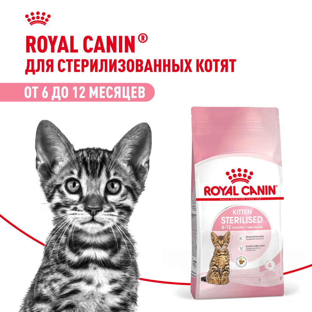 Royal Canin Kitten Sterilised Киттен Стерилайзд Корм сухой для стерилизованных котят с момента операции до 12 месяцев 2кг