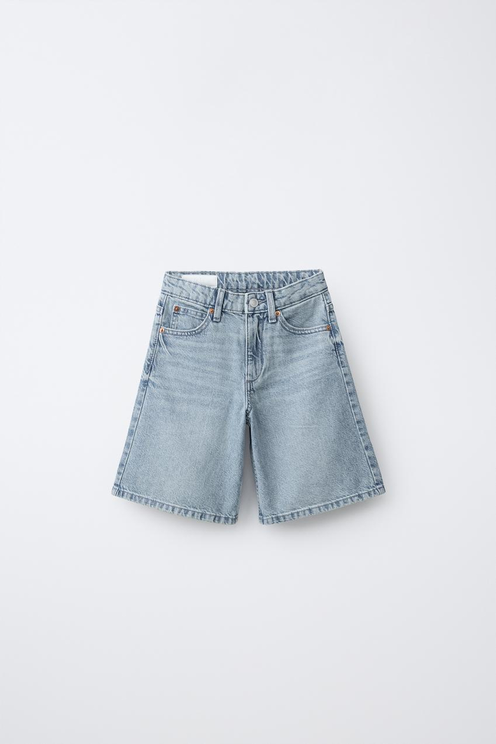 ZARA ДЛИННЫЕ ДЖИНСОВЫЕ ШОРТЫ, СИНИЙ