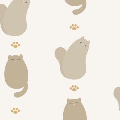 Коты и следы кошачьих лапок (крупный бежевый узор)