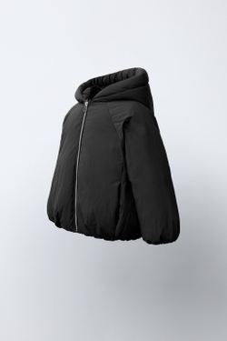 ZARA ПУХОВИК С НАПОЛНИТЕЛЕМ ИЗ ПЕРА И ПУХА WATER REPELLENT, ЧЕРНЫЙ