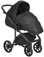 Детская коляска Roan Bass Next Кожа 3 в 1 с автокреслом Tutis Elo Lux EduSky Black RN088/1 Black/Black