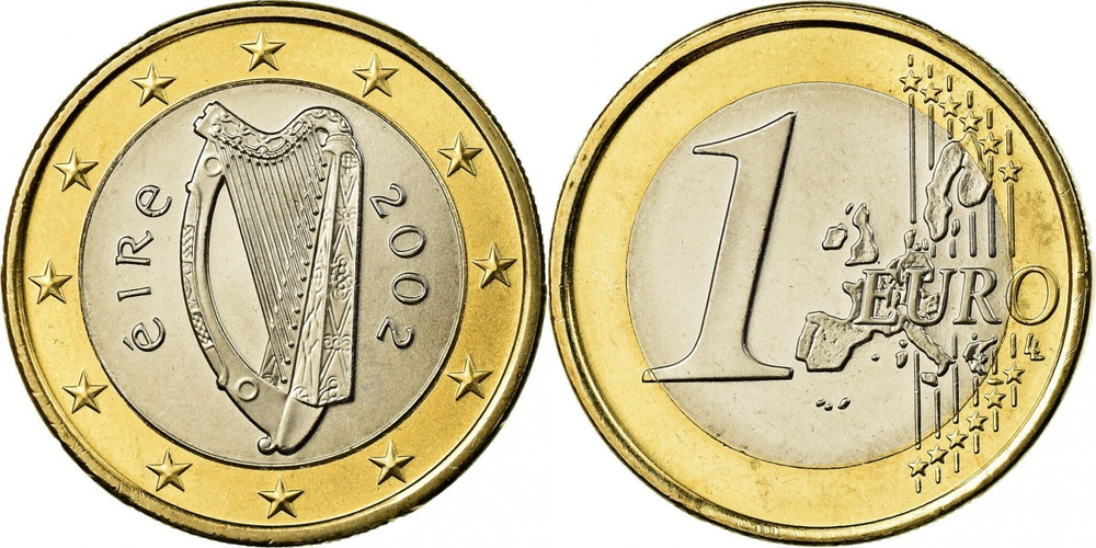 Ирландия 1 евро, 2002 Арфа XF