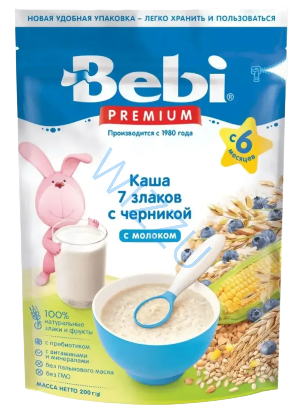 Каша молочная Bebi Premium 200 г 7 Злаков с черникой