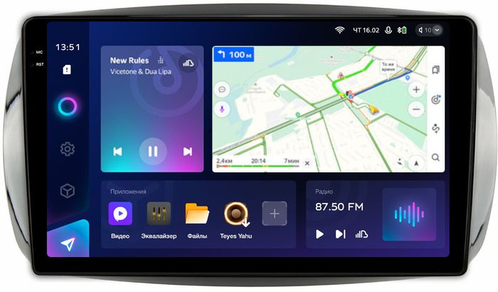 Магнитола для Mercedes-Benz Smart ForTwo/ForFour W453 2014-2023 - Teyes CC3-2K QLed Android 10, Быстрая, SIM-слот, CarPlay