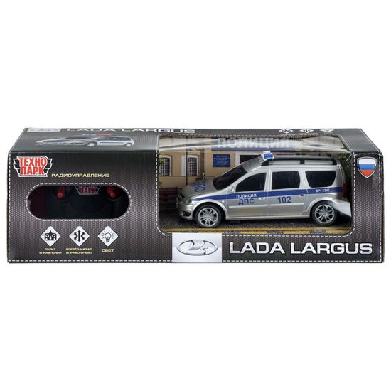 Машина р/у LADA LARGUS ПОЛИЦИЯ 18 см, свет, серебр, кор. Технопарк