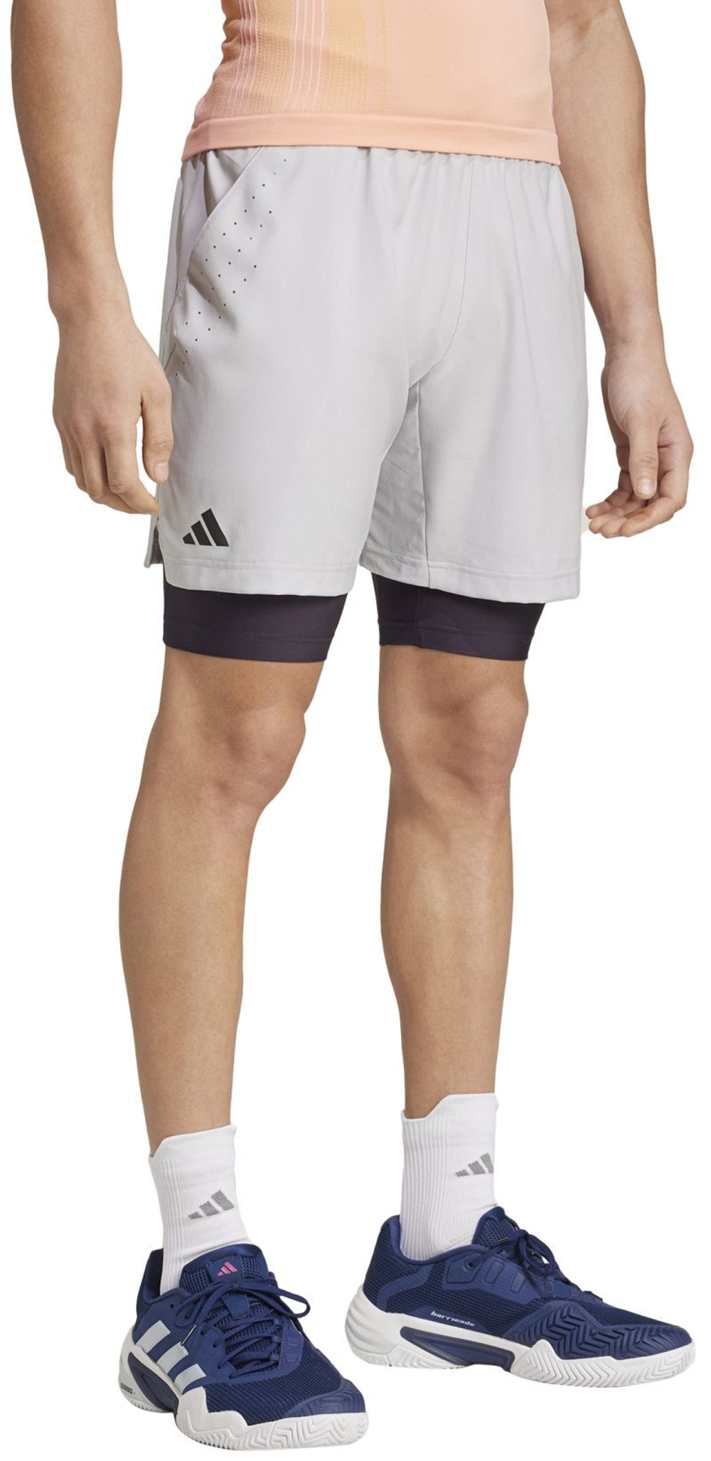 Мужские теннисные шорты Adidas Tennis Aeroready Shorts and Tight Set - серый