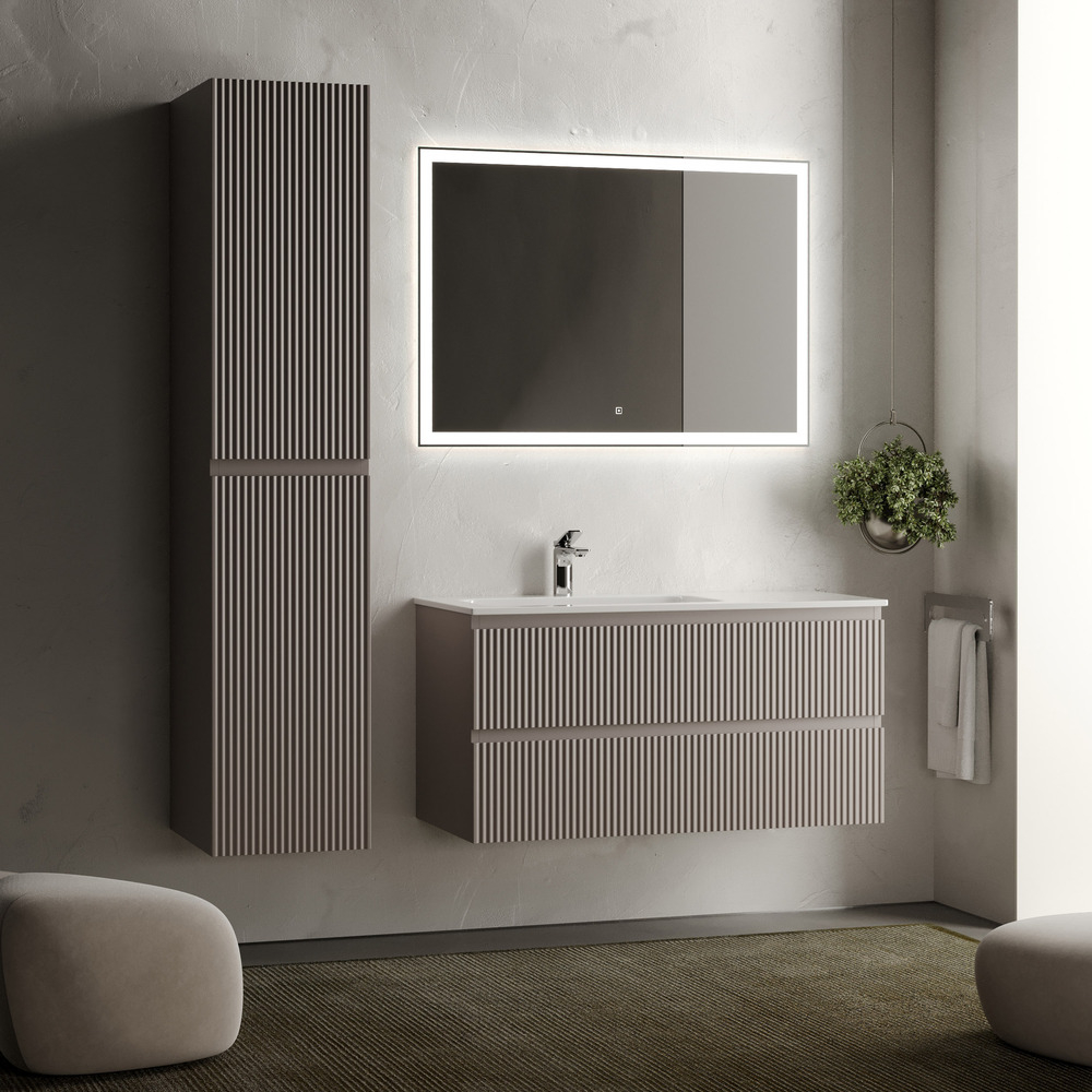 Тумба подвесная под раковину Sancos Snob R левая, Doha Soft 995х445х500, арт. SNR100LSM