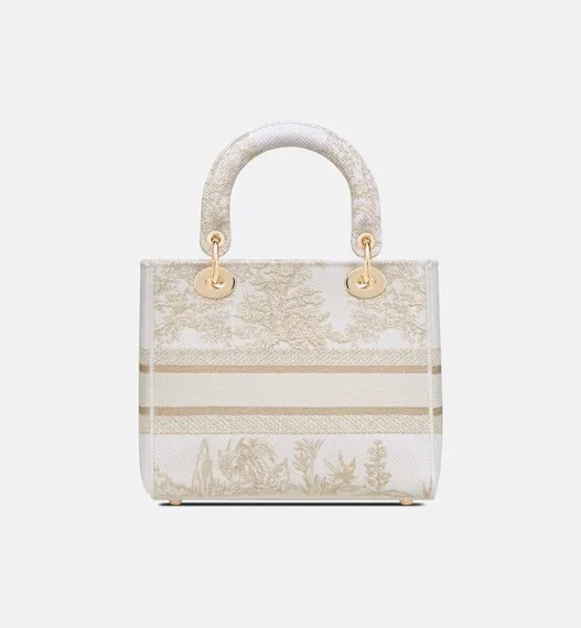 Сумка Dior Lady D-lite, модель среднего формата белый
