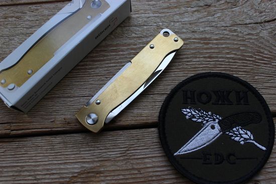 Складной нож Boker 01BO853 Atlas Brass c клинком из стали Sandvik™ 12С27, рукоять латунь