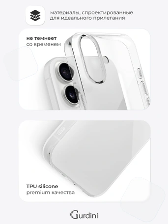 Чехол накладка iPhone 17 6.3" Gurdini силикон Ultra Twin 1 mm прозрачный