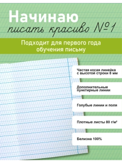 Набор тетрадей "Начинаю писать красиво! №1", 12 л, 10 шт (плёнка)