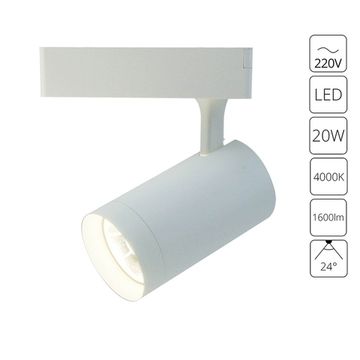 Трековый однофазный светильник LED 20W 4000К A1720PL-1WH белый Soffitto Arte Lamp