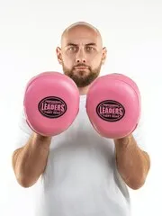 Лапы тренерские LEADERS MID-AIR PINK (ONE, кожа, розовый)