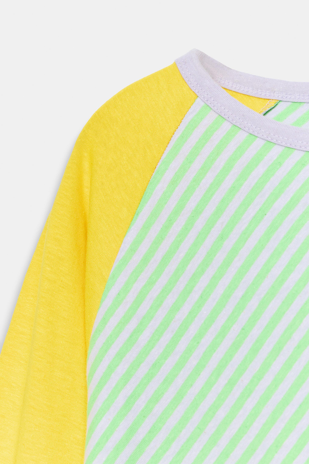 ZARA ФУТБОЛКА ИЗ ХЛОПКА И ЛЬНА, СВЕТЛО-ЗЕЛЕНЫЙ