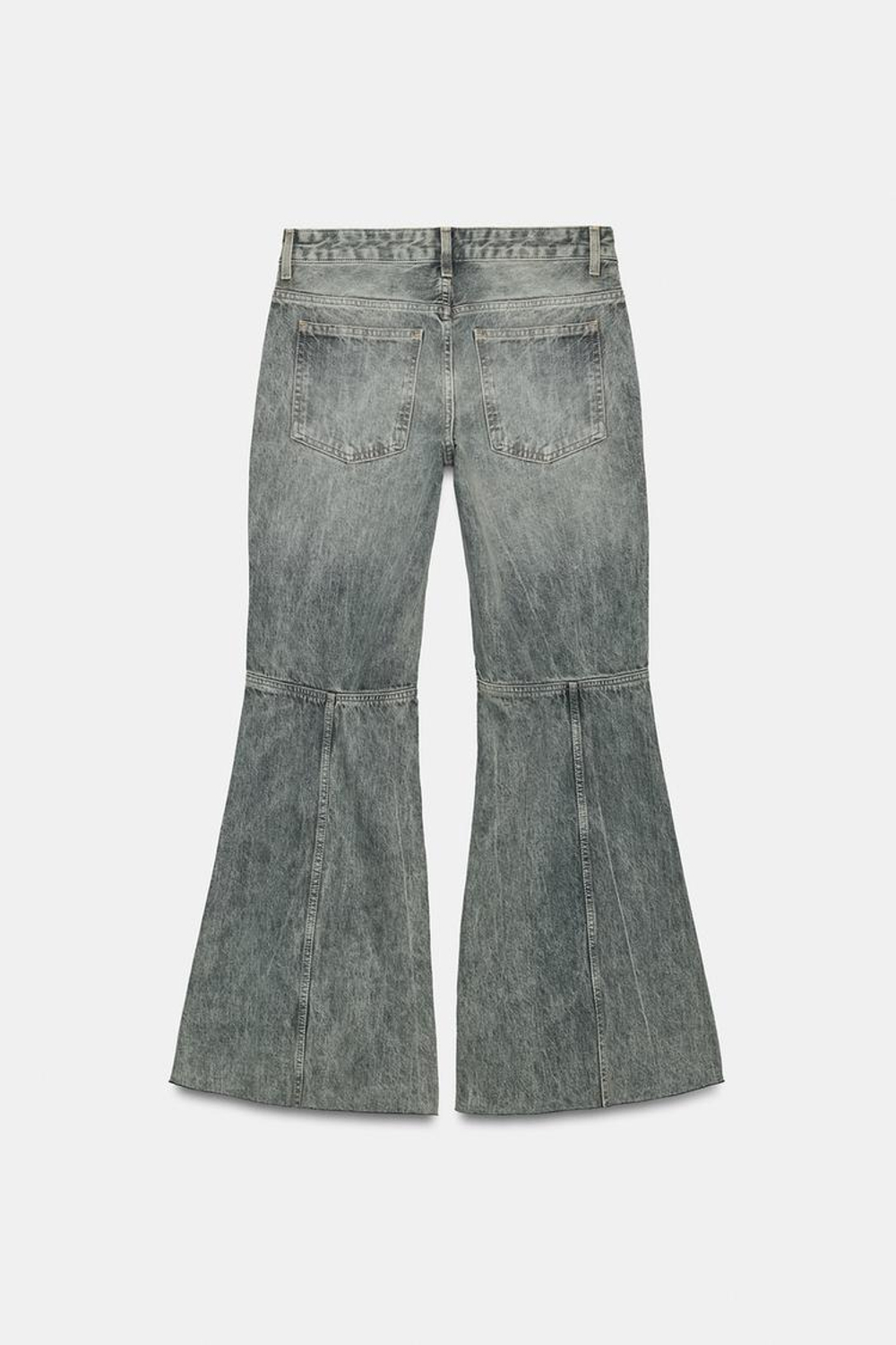 ZARA ДЖИНСЫ SUPER FLARE С ЗАНИЖЕННОЙ ТАЛИЕЙ, СЕРО-СИНИЙ