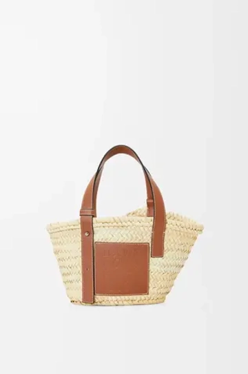 Loewe Небольшая классическая корзина из пальмовых листьев и телячьей кожи, натуральный/коричневый