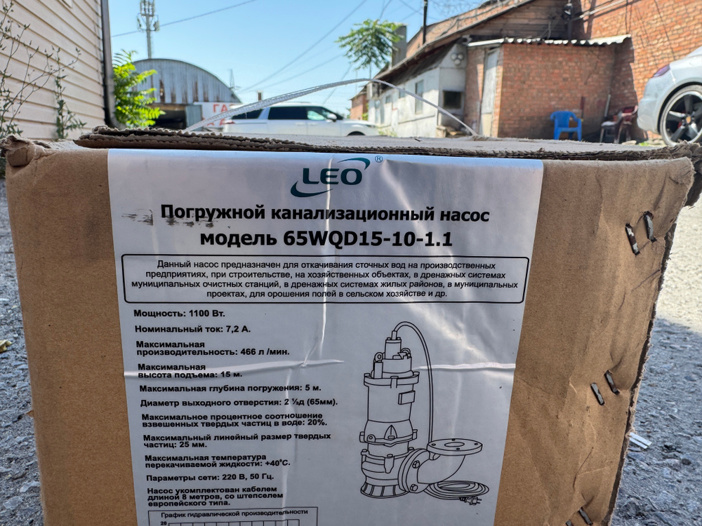 Насос дренажный "LEO" модель 65WQD15-10-1.1
