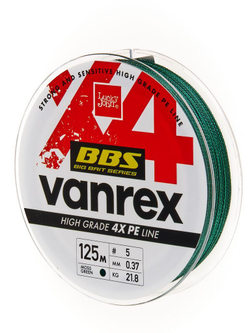 Леска плетёная Lucky John Vanrex BBS х4 BRAID Moss Green 125 м, 0,37 мм