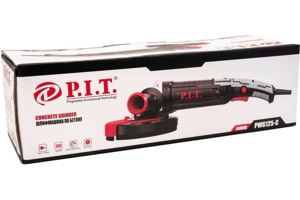Шлифмашина по бетону P.I.T 125 мм, 1400 Вт, 3000-9000 об/мин PWG125-C