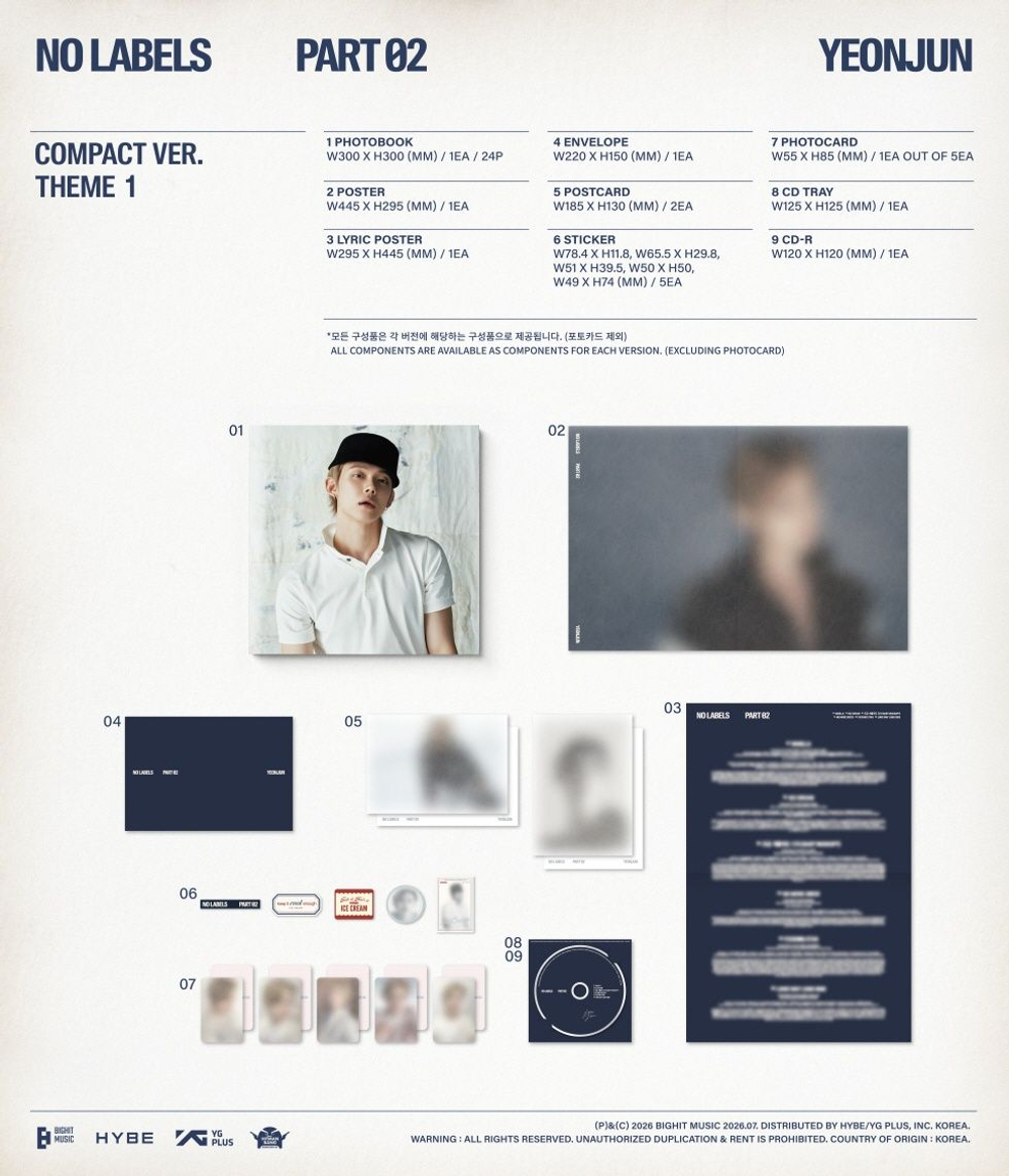 Альбом YEONJUN - NO LABELS : PART 02 2nd Mini Album COMPACT RANDOM Version