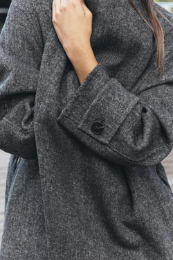 ZARA МЯГКАЯ ДВУБОРТНАЯ КУРТКА, СЕРЫЙ