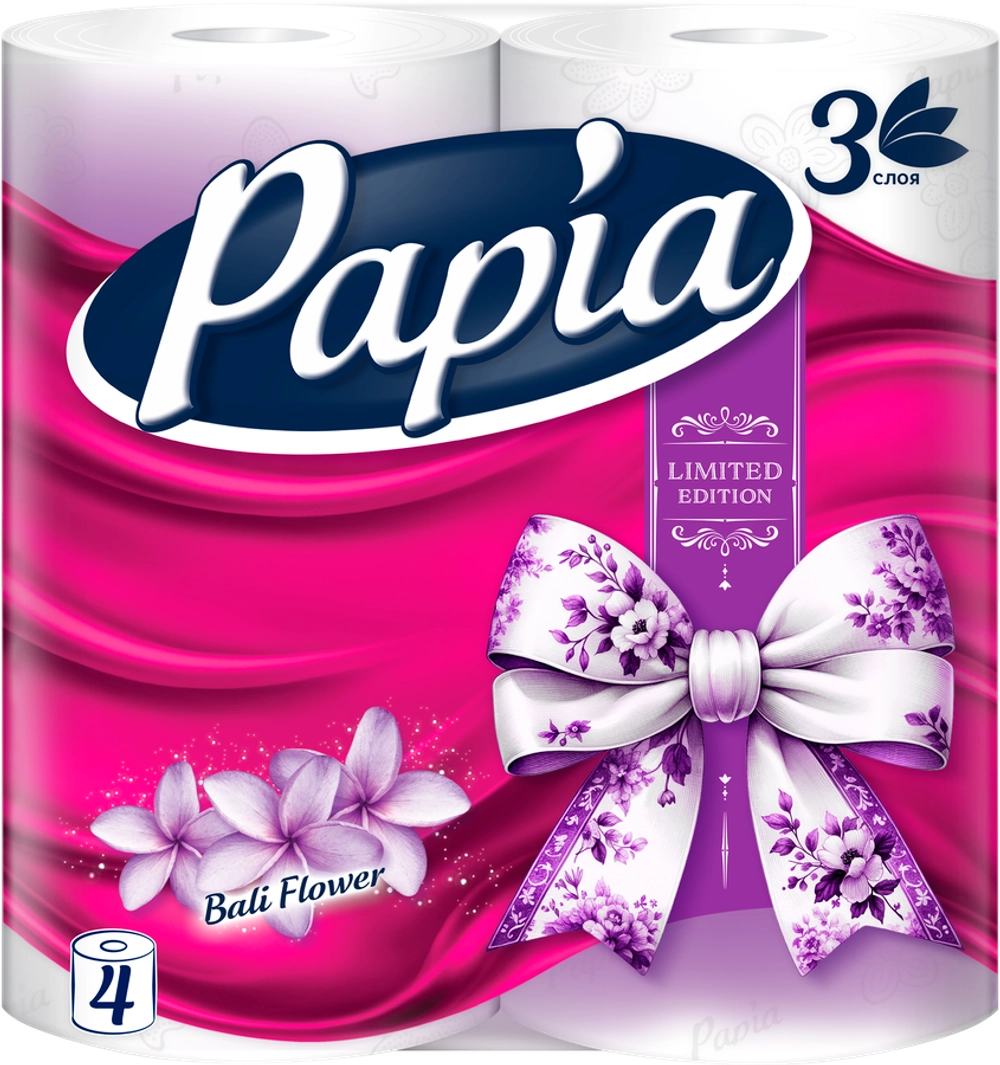 Papia Туалетная бумага Bali Flower 3сл 4шт