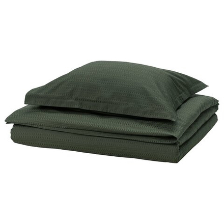 IKEA LUKTVICKER  (ИКЕА ЛУКТВИКЕР)  -  Пододеяльник и наволочка - тёмно-зелёный 150x200/50x60 см