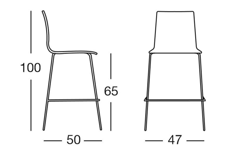 Стул полубарный пластиковый Scab Design Alice Barstool, хром, лен