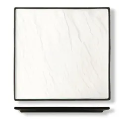 Блюдо квадратное 25*25 см h1,5 см Relief белое с черным бортом фарфор P.L. Proff Cuisine [3]
