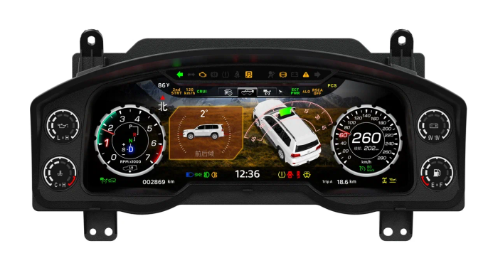 Электронная панель приборов Toyota Land Cruiser 200 2007-2015 - Kuberg с 12.3" экраном