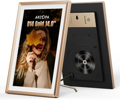 Цифровая фоторамка Arzopa D14 Gold Wi-Fi, 14-дюймовый сенсорный экран IPS, разрешение 1920x1200