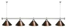 Лампа STARTBILLIARDS 5 пл. (плафоны зеленые,штанга золотая,фурнитура золото)