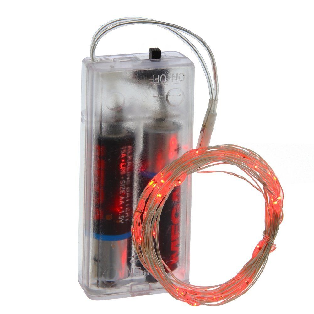 GAEM Электрогирлянда (30 красных LED, 1 реж свеч, серебр шнур),L303 W0,1 H0,2 см, 2хAA)