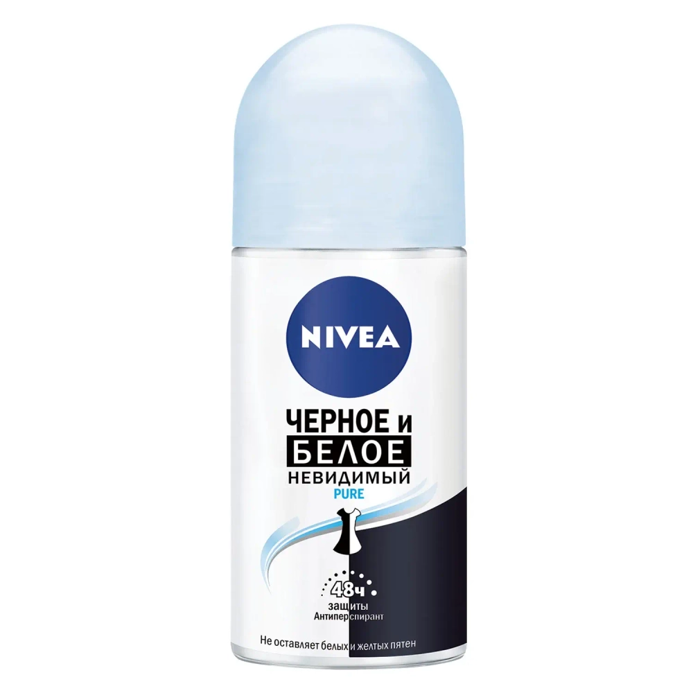Дезодорант NIVEA ролик женский Невидимая защита для черного и белого Pure 50мл