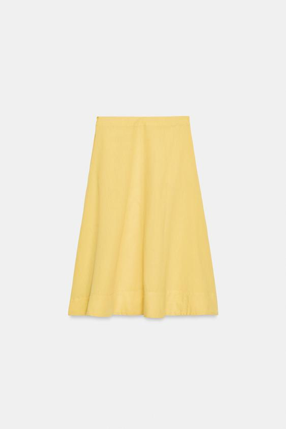 ZARA ЮБКА МИДИ ИЗ СМЕСОВОГО ЛЬНА — ZW COLLECTION, СВЕТЛО-ЖЕЛТЫЙ