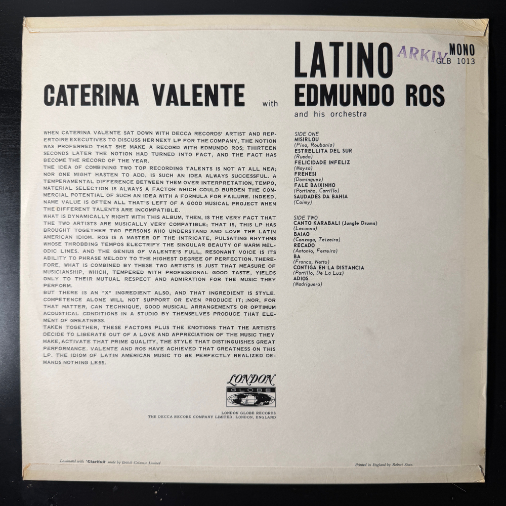 Caterina Valente Und Edmundo Ros ‎– Latino (Англия)