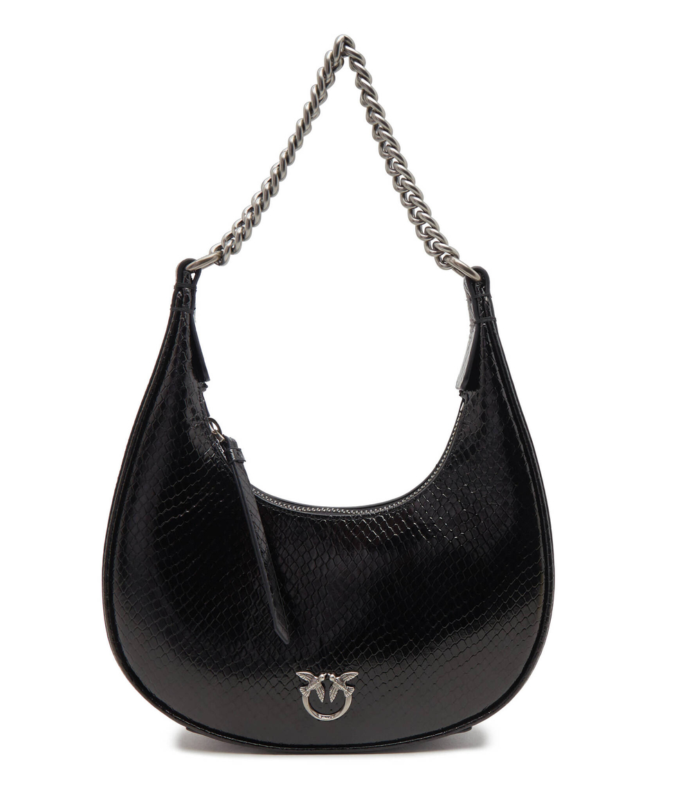 Кожаная сумка хобо brioche hobo mini pelle lamina Pinko - черный(101433 A180)