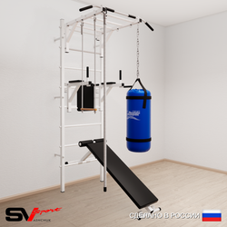 Шведская стенка Sv Sport 5561 (Турник рукоход/Брусья/Скамья/Канат/Трапеция/Цепь/Мешок 15кг)