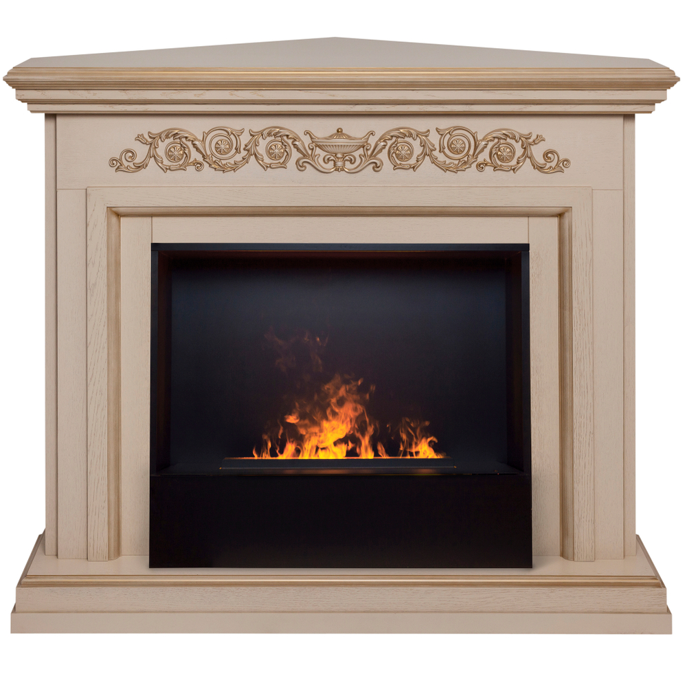 Каминокомплект Real Flame Leticia Corner 26 WT-619G с очагом 3D Cassette 630 Black Panel (угловой)