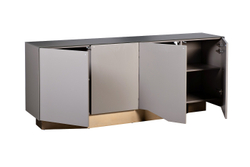 Комод со стеклянной столешницей 80x42x200см Garda Decor серый с бронзой