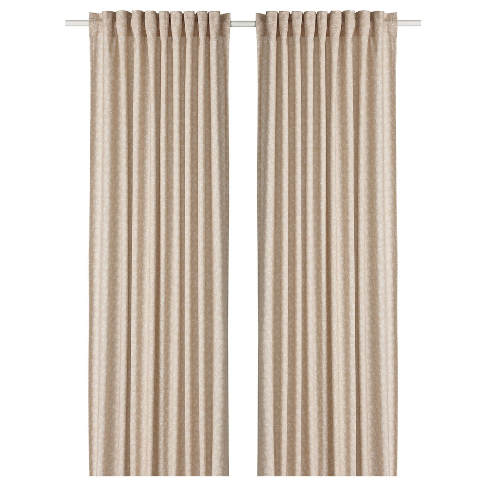 IKEA TRYSTÄVMAL  (ИКЕА ТРЙСТÄВМАЛ)  -  Штора, 2 шт, на ленте/бежево-белая, 145x300 см