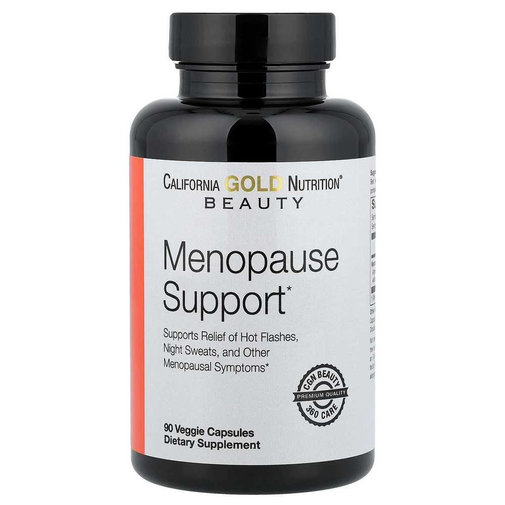 California Gold Nutrition, Beauty, добавка для поддержки во время менопаузы с дудником гигантским, цинанхумом, зопником и L-лейцином, 90 растительных капсул