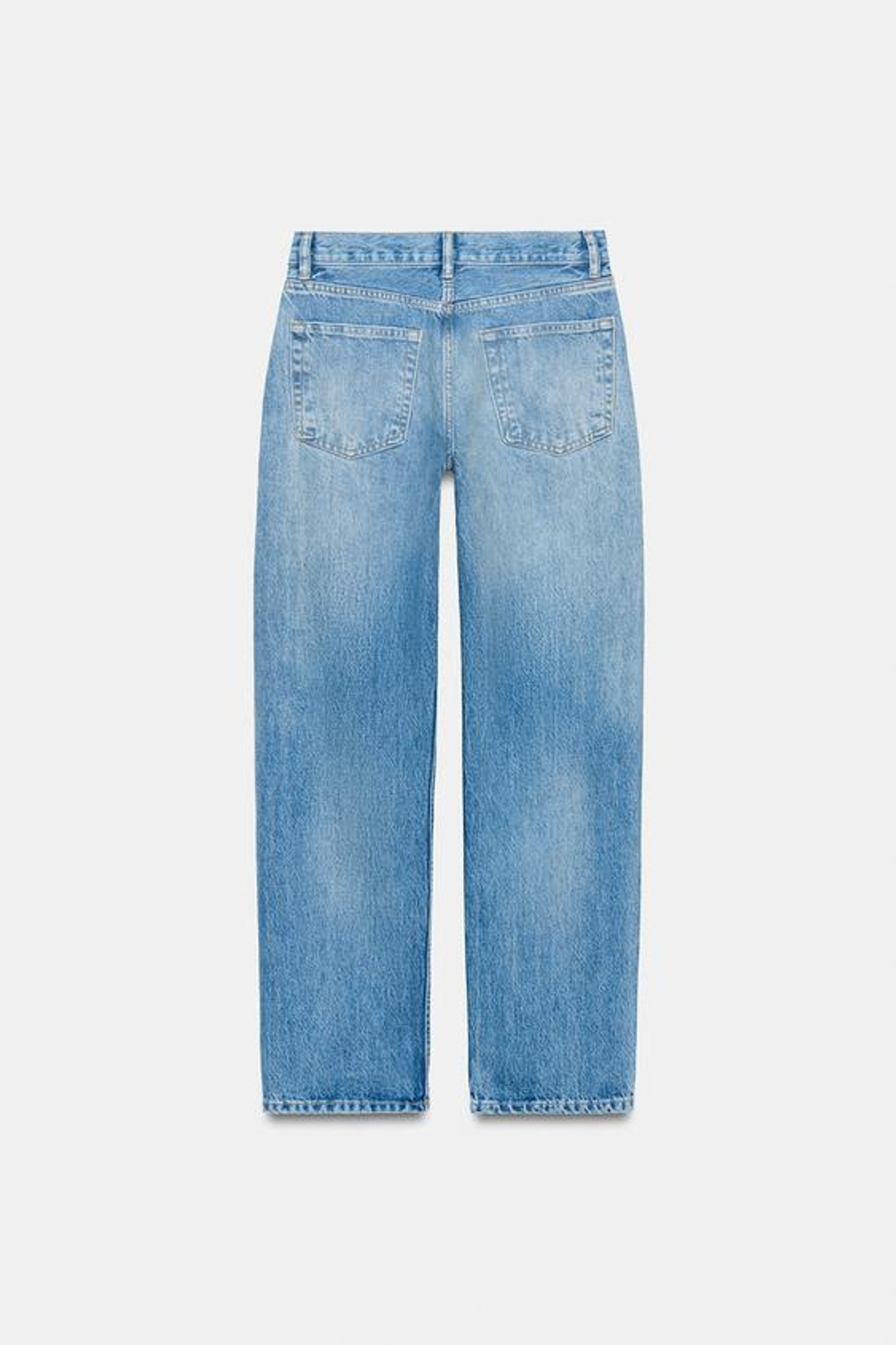 ZARA ДЖИНСЫ ZW COLLECTION ПРЯМОГО КРОЯ СО СРЕДНЕЙ ПОСАДКОЙ, ВЫЦВЕТШИЙ СИНИЙ