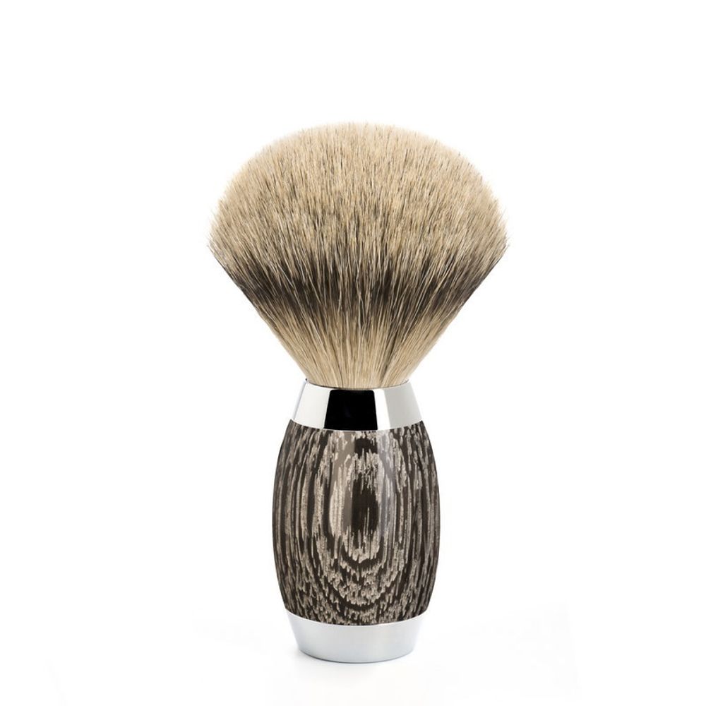 Помазок MUEHLE EDITION, барсучий ворс высшей категории Silvertip, мореный дуб, стерлинговое серебро (493 ED 3)