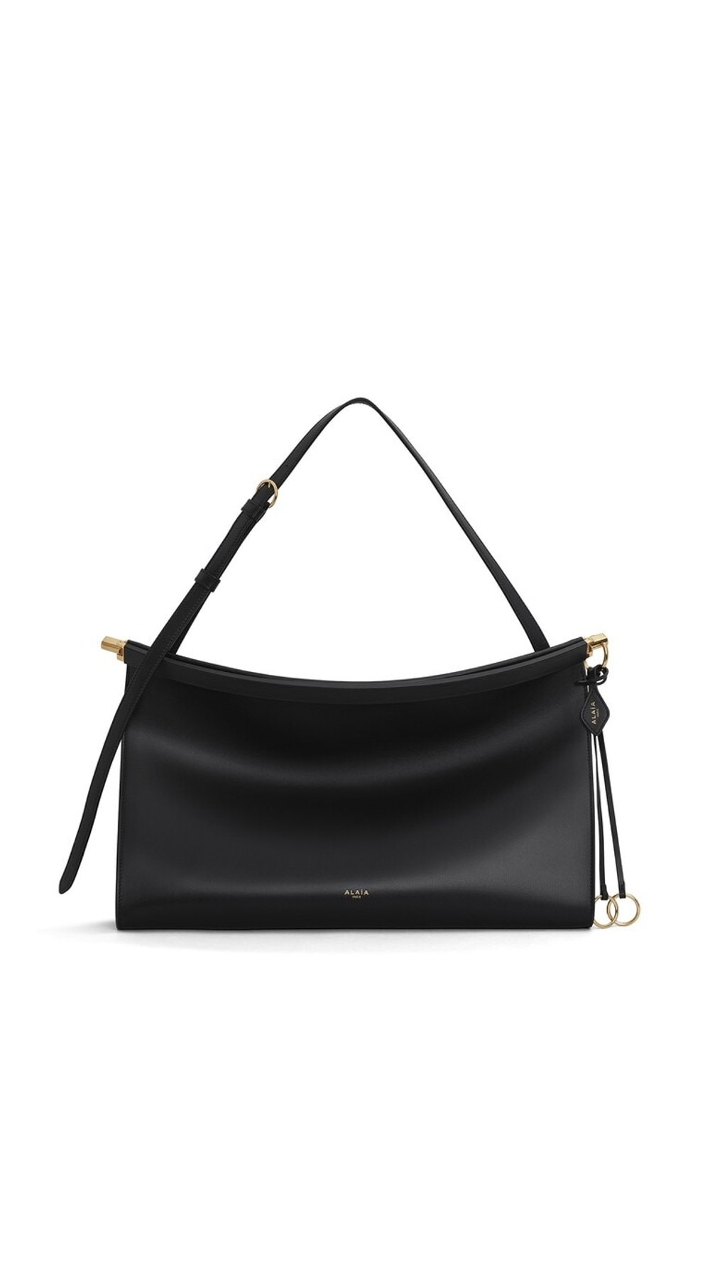 ALAÏA БОЛЬШАЯ СУМКА LE CLICK EAST WEST ИЗ ТЕЛЯЧЬЕЙ КОЖИ, ЧЕРНЫЙ