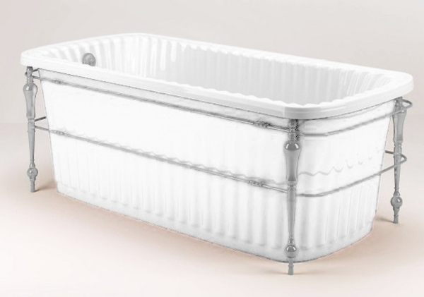 Ванна Migliore Olivia console 24327 174x80cm.  хром/белая акриловая отдельно стоящая