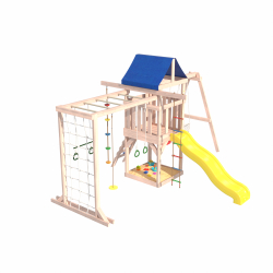 Детская площадка Fun Land неокрашенная с сеткой, рукоходом, качелями и плетенным креслом