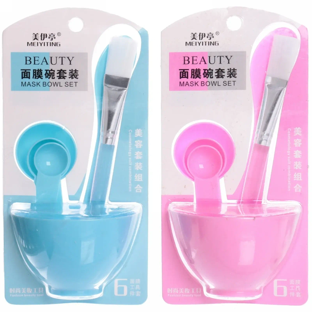 Набор косметический «Beauty Bar», кисточка, лопатка, 3 мерных ложки и чаша, микс три цвета, 17,5*8,5см