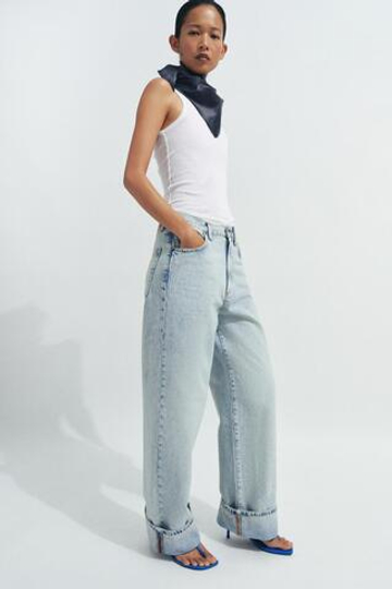ZARA ДЖИНСЫ BAGGY СО СРЕДНЕЙ ПОСАДКОЙ — ZW COLLECTION, ГОЛУБОЙ